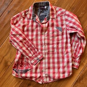 Sergent Major Red and White Plaid Button Down Shirt